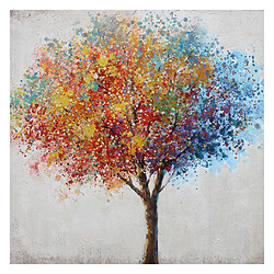 Tableau Peinture Abstraite Kuatéh 100x100 cm Arbre de Couleurs Huile sur Toile