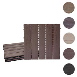 Mendler Carrelage en WPC HWC-E20, aspect bois pour balcon/terrasse ~ 4x chaque 50x50cm = 1m², gaufré marron foncé