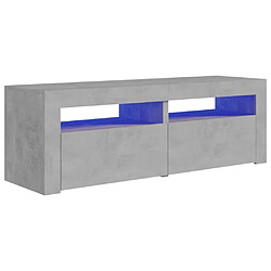 vidaXL Meuble TV avec lumières LED gris béton 120x35x40 cm