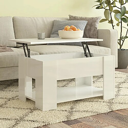 Maison Chic Table basse,Table Console Table d'appoint, Table pour salon Blanc brillant 79x49x41 cm Bois d'ingénierie -MN90354