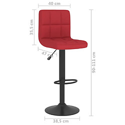 vidaXL Tabourets de bar lot de 2 rouge bordeaux tissu pas cher