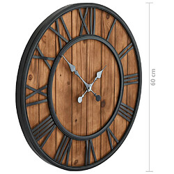 vidaXL Horloge murale vintage à quartz Bois et métal 60 cm XXL pas cher