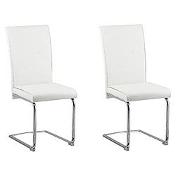 Beliani Set de 2 Cuir PU Chaise de salle à manger Chaise en porte-à-faux Blanc cassé ROVARD