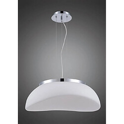 Luminaire Center Suspension Opal 3 Ampoules E27, chrome poli/verre blanc dépoli