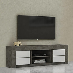 Alter Meuble de salon meuble TV moderne, Buffet bas avec 2 portes, Made in Italy, 170x42xh52 cm, couleur Blanc et Oxyde