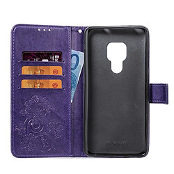 Acheter Wewoo Housse Coque Étui en cuir à motif de fleurs pressées Lucky Clover pour Hucompagnon 20, avec support et logements pour cartes, portefeuille dragonne (violet)