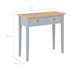 vidaXL Table de console et coiffeuse Gris 79x30x74 cm Bois pas cher