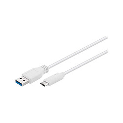 Goobay USB 3.0 Câble de raccordement [1x USB 3.0 mâle type A - 1x USB-C™ mâle] 1 m blanc contacts dorés, certifié UL