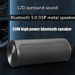 Universal Haut-parleur Bluetooth sans fil de haute puissance 50W Colonne sonore portable IPX7 Subwoofer étanche extérieure Surround stéréo 6600mAh AUX TF | Haut-parleur portable (noir) pas cher