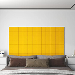 vidaXL Panneaux muraux 12 pcs Jaune 60x15 cm Velours 1,08 m²