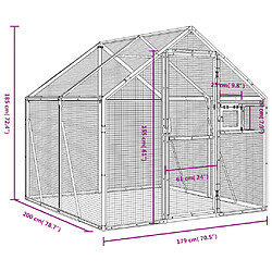 vidaXL Volière argenté 1,79x2x1,85 m aluminium pas cher