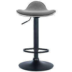 Decoshop26 Tabouret de bar x1 assise ergonomique en tissu gris clair pied en trompette en métal noir 10_0005392