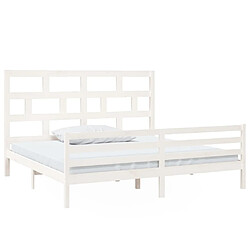 vidaXL Cadre de lit sans matelas blanc bois massif 200x200 cm