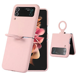 Coque en silicone anti-rayures avec anneau pour votre Samsung Galaxy Z Flip4 5G - rose