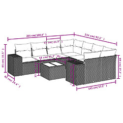 Acheter vidaXL Salon de jardin avec coussins 9 pcs marron résine tressée