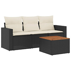 Maison Chic Salon de jardin 4 pcs avec coussins | Ensemble de Table et chaises | Mobilier d'Extérieur noir résine tressée -GKD88255