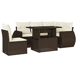 vidaXL Salon de jardin avec coussins 6 pcs marron résine tressée