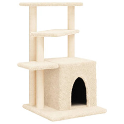 Helloshop26 Arbre à chat meuble tour grimper jouet grattage grattoir escalade plateforme avec griffoirs en sisal 83,5 cm crème 02_0022529