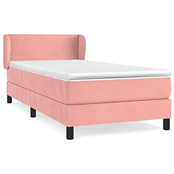 vidaXL Sommier à lattes de lit avec matelas Rose 90x200 cm Velours