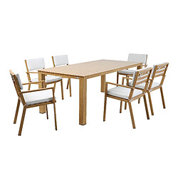 AXI Jada Salon de Jardin avec Table et Chaises en bois / beige pour 6 personnes | Salon / Meubles de jardin en aluminium / polyester | Table à manger d'extérieur / jardin