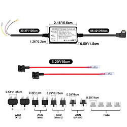 Kit de câblage DVR de voiture Range Tour - Convertisseur d'onduleur de 12/24 V à 5 V 2.5A pour câble d'alimentation de surveillance de stationnement de caméra de tableau de bord 24 heures + GPS