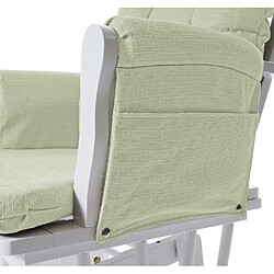 Mendler Fauteuil relax HWC-C76 fauteuil à bascule, rocking-chair, tissu ~ vert clair, monture blanche pas cher