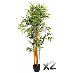 Pegane Lot de 2 plantes artificielles Bambou Pot, Hauteur 180 cm