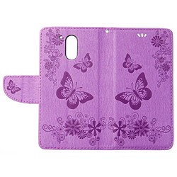 Wewoo Housse Étui Violet pour Motorola Moto G 4e génération Plus Fleurs pressées Butterfly Pattern en cuir avec support & Slots de cartes Portefeuille pas cher