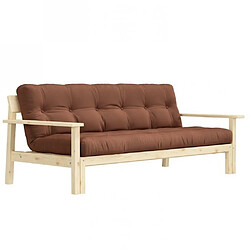 Inside 75 Canapé convertible futon UNWIND pin naturel coloris brun argile 130 x 190 cm.