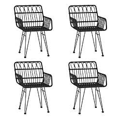 Acheter Maison Chic Mobilier à dîner 5 pcs de jardin - Ensemble table et chaises d'extérieur - Salon/Mobilier de jardin classique Noir Résine tressée -MN45875