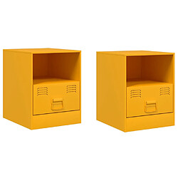 vidaXL Tables de chevet 2 pcs jaune moutarde 34,5x39x44 cm acier