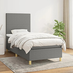 Maison Chic Lit Adulte - Lit simple Lit à sommier tapissier et matelas moelleux - Meuble de Chambre - Gris foncé 90x190 cm Tissu -MN82898