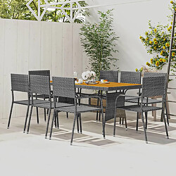 Maison Chic Mobilier à dîner de jardin 9 pcs,Table et chaises d'extérieur Résine tressée Gris -GKD436852