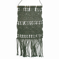 Thedecofactory MACRAME - Suspension en coton tressé vert kaki taupe 45x50