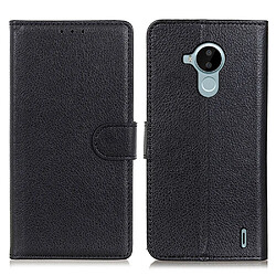 Etui en PU texture litchi avec support, noir pour votre Nokia C30