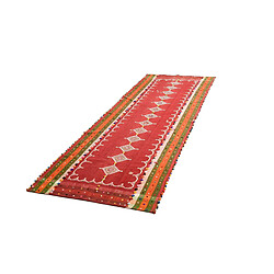 Vidal Tapis de laine 388x125 rouge Jajim pas cher