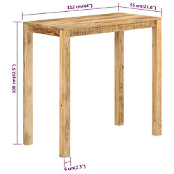 vidaXL Table de bar 112x55x108 cm Bois de manguier massif pas cher