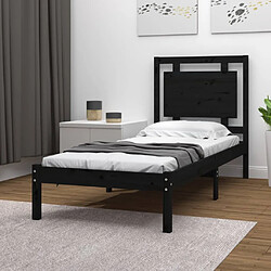 vidaXL Cadre de lit sans matelas noir 75x190 cm bois massif