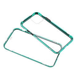 Coque en cadre métallique couverture complète magnétique du cadre double face vert pour votre Apple iPhone 12/12 Pro