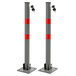 Ecd Germany 2x Barrière de parking rabattable poteau de stationnement borne de poste 68 cm