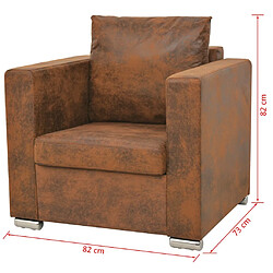 Helloshop26 Fauteuil chaise siège lounge design club sofa salon cuir daim artificiel marron 1102124/3 pas cher