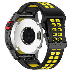 Bracelet en silicone 26mm, bicolore, fermeture rapide avec boucle à double trou pour votre Garmin Enduro/Fenix 7X/7X Solar/COROS VERTIX 2 - Noir/jaune