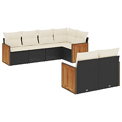 Maison Chic Salon de jardin 7 pcs avec coussins | Ensemble de Table et chaises | Mobilier d'Extérieur noir résine tressée -GKD42614