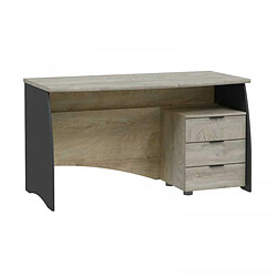 Dansmamaison Bureau 3 tiroirs Chêne/Anthracite - OFISINI