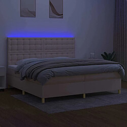 Acheter Maison Chic Lit adulte- Lit + matelas,Sommier à lattes de lit et matelas et LED Crème 200x200cm Tissu -GKD13964