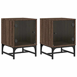 Maison Chic Lot de 2 Tables de chevet et portes vitrées - Tables de Nuit chêne marron 35x37x50cm