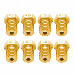 Avis Wewoo Imprimante 3D 8 PCS Bugatti Accessoires pour 3D Embout E3D-V5 V6 Consommables de fil M6 chaudTaille 1.75 / 0.4mm