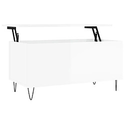 Maison Chic Tabls basse,Table Console pour salon Blanc brillant 90x44,5x45 cm Bois d'ingénierie -MN89861