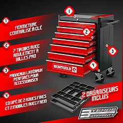 Movitools Servante d'atelier 7 tiroirs + 2 organiseurs