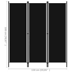 vidaXL Cloison de séparation 3 panneaux Noir 150x180 cm pas cher